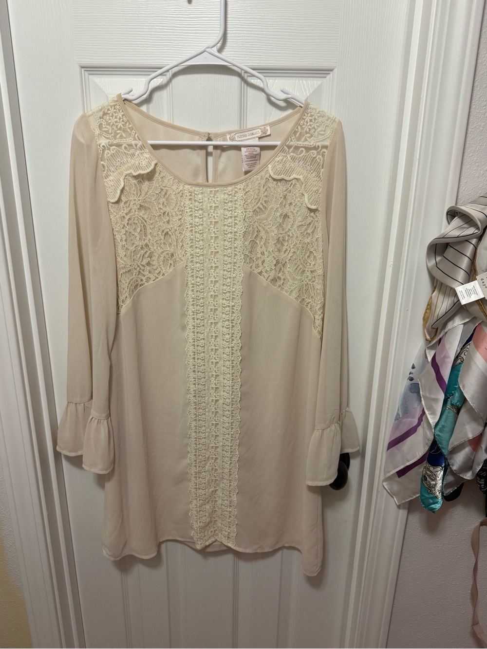 Flying Tomato Cream Lace-Accent Blouse